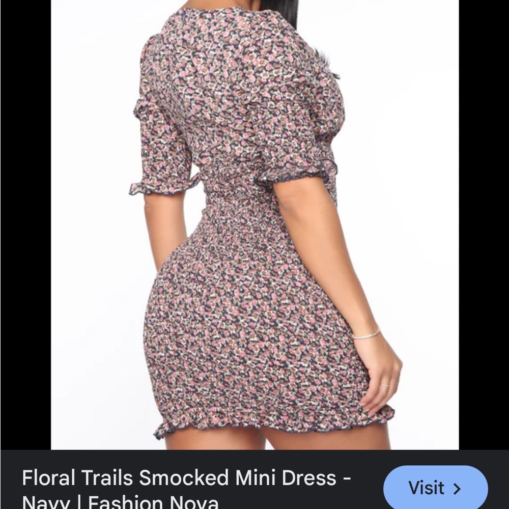 Fashion Nova Floral Smocked Mini Dress - Pink and Black